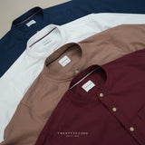 ETON BAND COLLAR SHIRT - BROWN