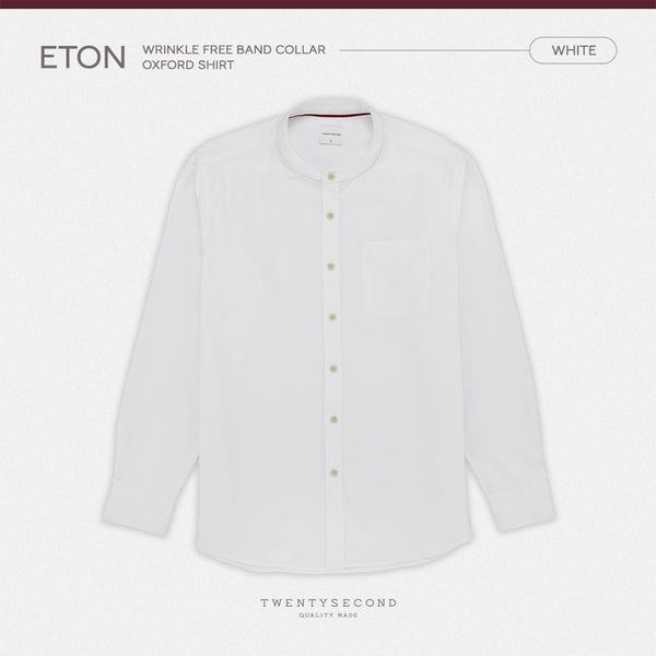 ETON BAND COLLAR SHIRT - WHITE