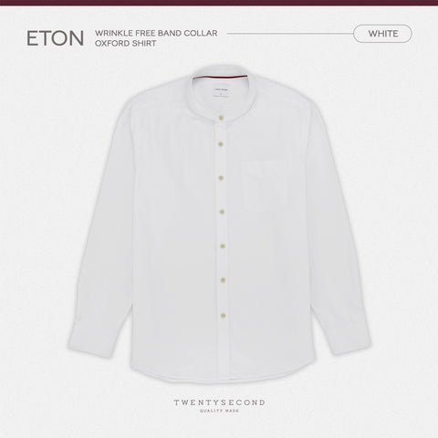 ETON BAND COLLAR SHIRT - WHITE