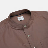 ETON BAND COLLAR SHIRT - BROWN