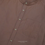 ETON BAND COLLAR SHIRT - BROWN