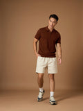 COLTON ZIP UP POLO SHIRT - BRICK