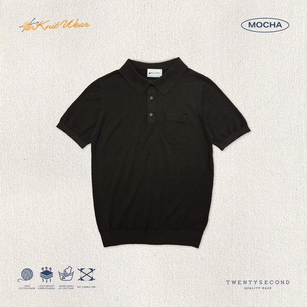 EVERYDAY SUMMER KNIT POLO SHIRT-MOCHA