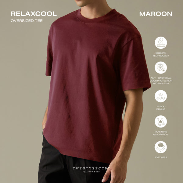 RELAXCOOL SEAMLESS OVERSIZED TEE - MAROON