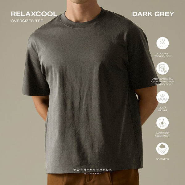 RELAXCOOL SEAMLESS OVERSIZED TEE - DARK GREY