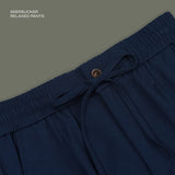 SEERSUCKER RELAXED PANTS - NAVY