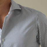 WRINKLE FREE DRESS SHIRT - STRIPE DARK BLUE (Slim Fit)