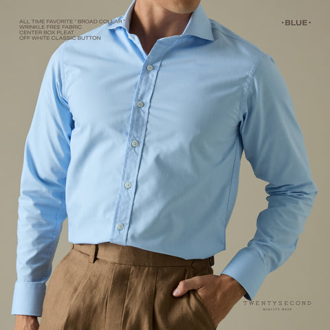 WRINKLE FREE DRESS SHIRT - BLUE (Slim Fit)