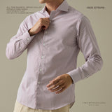 WRINKLE FREE DRESS SHIRT - STRIPE RED (Slim Fit)