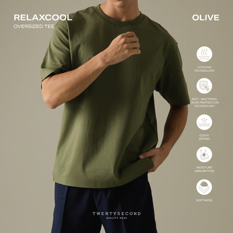 RELAXCOOL SEAMLESS OVERSIZED TEE-BEIGE