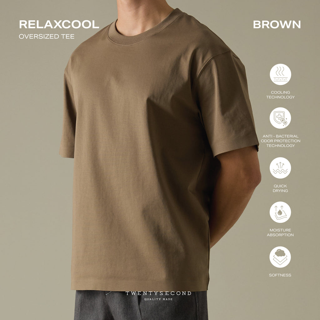 RELAXCOOL SEAMLESS OVERSIZED TEE-BROWN