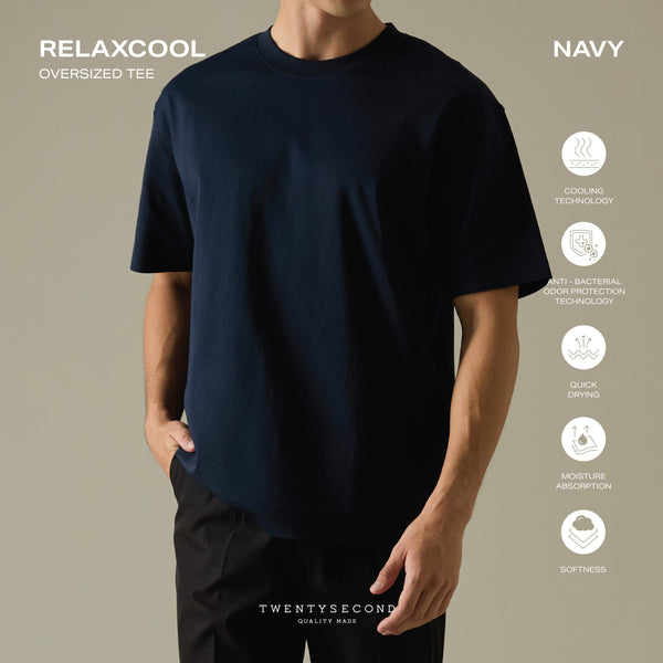 RELAXCOOL SEAMLESS OVERSIZED TEE - NAVY