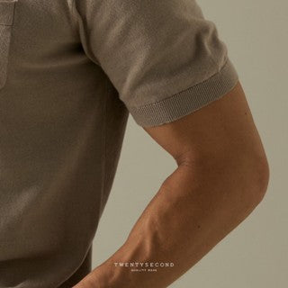 EVERYDAY SUMMER KNIT POLO SHIRT-LATTE