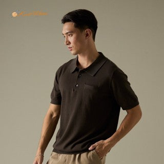 EVERYDAY SUMMER KNIT POLO SHIRT-MOCHA