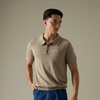 EVERYDAY SUMMER KNIT POLO SHIRT-LATTE